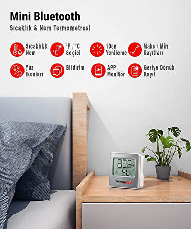 ThermoPro TP357 Akıllı İç Mekan Isı ve Nem Ölçer Termometre - 3 Adet