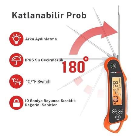  Thermopro Tp710 Katlanabilir Ek Problu Profesyonel Gıda Pişirme Termometresi