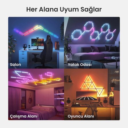 Nanoleaf Akıllı RGBW Led Işık Şerit Genişletme Paketi App Kontrollü,3 Parça, Beyaz, Google Home, Alexa, Razer Chroma, Apple Home Destekli
