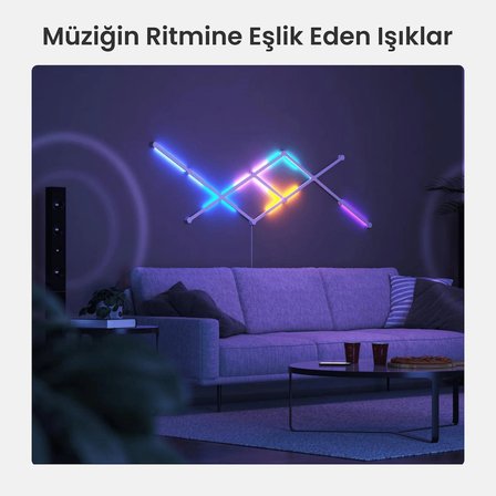 Nanoleaf Akıllı RGBW Led Işık Şerit Başlangıç Paketi App Kontrollü, 9 Parça, Beyaz, Google Home, Alexa, Razer Chroma, Apple Home Destekli