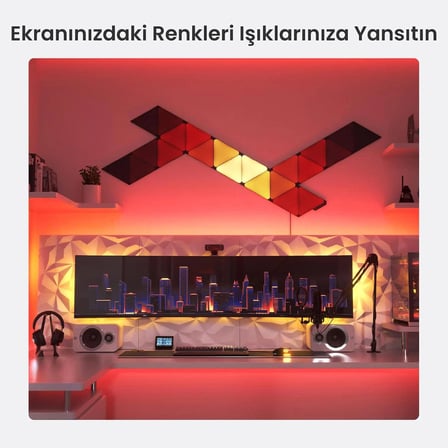 Nanoleaf Üçgen Akıllı RGBW Duvar Paneli Genişletme Paketi App Kontrollü, 3 Parça, Siyah, Google Home, Alexa, Razer Chroma, Apple Home Destekli