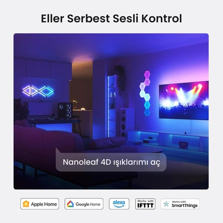 Nanoleaf 4D Tv Arkası Akıllı Led Şerit Aydınlatma Başlangıç Paketi App Kontrollü 5.2m Maks 85inç,Google Home, Alexa, Razer Chroma, Apple Home Destekli