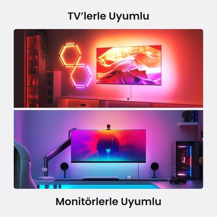 Nanoleaf 4D Akıllı Tv Arkası Led Şerit Aydınlatma Başlangıç Paketi App Kontrollü 4m Maks 65inç,Google Home, Alexa, Razer Chroma, Apple Home Destekli