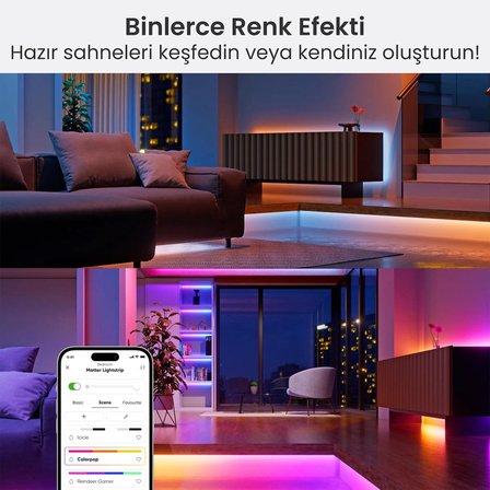 Nanoleaf Akıllı RGB Şerit Led Matter, App Kontrollü, Google Home, Alexa, Apple Home Destekli