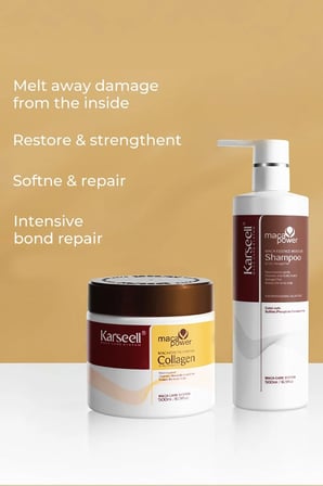 Maca Özü Onarıcı Repair Kolajen Saç Maskesi 500 ml + Maca Özü Nemlendirici Şampuan 500 ml Karsel