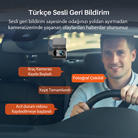 Kawa Mini 3 Gen2 2K 1296P WiFi 145° Geniş Açı Gece Görüşlü 32GB Hafıza Kartlı Akıllı Araç Kamerası