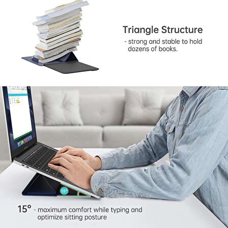 Novoo RT13 4'ü 1 Arada Mousepad Özellikli & Kart Yuvalı Laptop Standı ve Koruma Kılıfı Lacivert