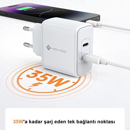 Novoo USB 35 Watt Hızlı Şarj Aleti Beyaz