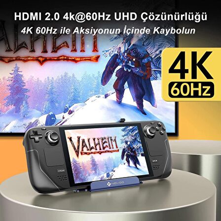 Novoo P6SDK Pro Steam Deck için 4K 60Hz HDMI 2.0 RJ45 Ethernet 3*USB-A PD 100W Çoklayıcı Stant