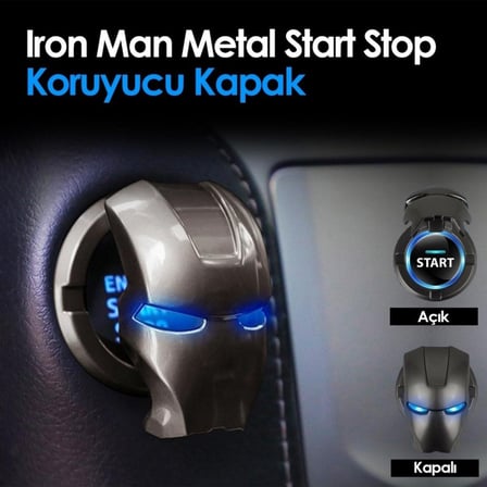 Start Stop Tuşu Kapağı Iron Man Metal Tuş Koruyucu Dekoratif Özel Çinko Alaşım Krom