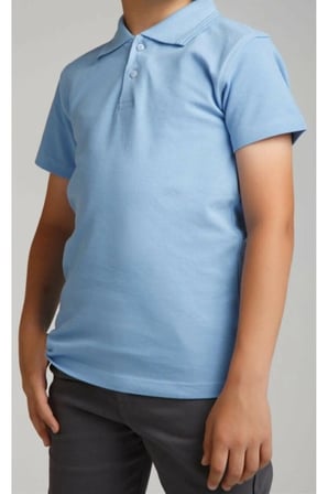 Mavi Polo Yaka Lakost T-shirt Kısa Kollu Okul Tişörtü