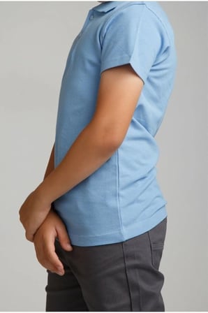 Mavi Polo Yaka Lakost T-shirt Kısa Kollu Okul Tişörtü