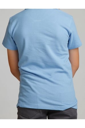 Mavi Polo Yaka Lakost T-shirt Kısa Kollu Okul Tişörtü