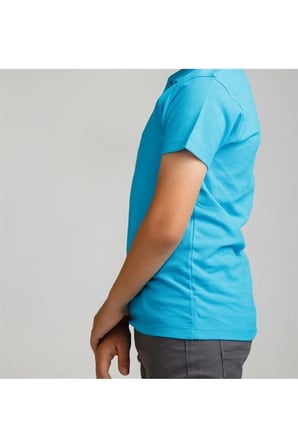 Mavi Polo Yaka Lakost T-shirt Kısa Kollu Okul Tişörtü
