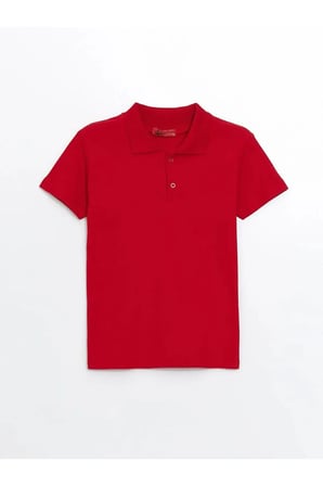 Mavi Polo Yaka Lakost T-shirt Kısa Kollu Okul Tişörtü
