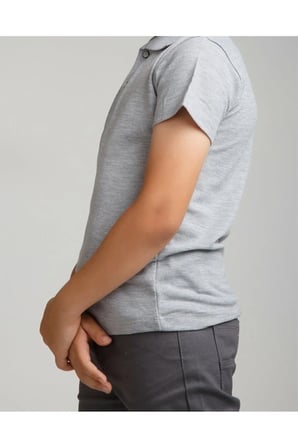 Mavi Polo Yaka Lakost T-shirt Kısa Kollu Okul Tişörtü