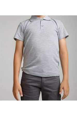 Mavi Polo Yaka Lakost T-shirt Kısa Kollu Okul Tişörtü