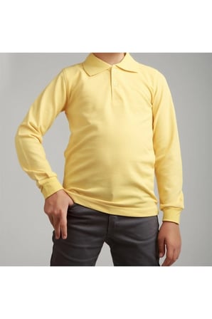 Turkuaz Polo Yaka Lakost T-shirt Uzun Kollu Okul Tişörtü