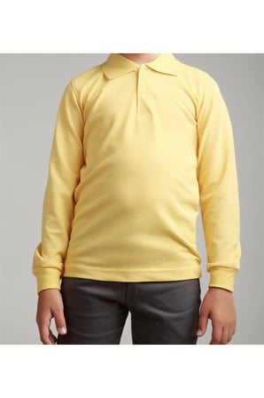 Turkuaz Polo Yaka Lakost T-shirt Uzun Kollu Okul Tişörtü
