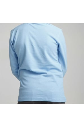 Turkuaz Polo Yaka Lakost T-shirt Uzun Kollu Okul Tişörtü