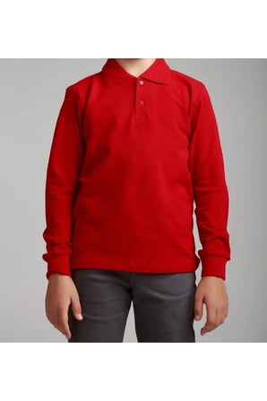 Turkuaz Polo Yaka Lakost T-shirt Uzun Kollu Okul Tişörtü