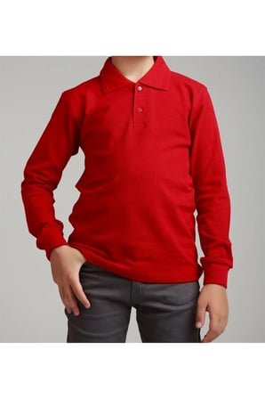 Turkuaz Polo Yaka Lakost T-shirt Uzun Kollu Okul Tişörtü