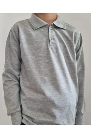 Turkuaz Polo Yaka Lakost T-shirt Uzun Kollu Okul Tişörtü