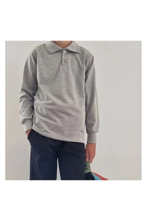 Turkuaz Polo Yaka Lakost T-shirt Uzun Kollu Okul Tişörtü