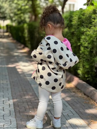 MODAVALS KIZ ÇOCUK PUANTİYELİ ÇİFT TARAFLI AÇIK KREM&PEMBE YAĞMURLUK 489756231