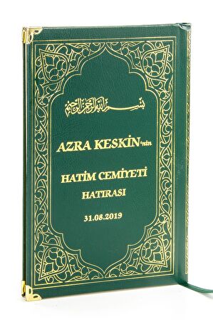 50 ADET - İsim Baskılı Ciltli Yasin Kitabı - Orta Boy - 176 Sayfa - Yeşil Renk - Mevlüt Hediyeliği