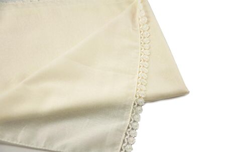 Anneler Gününe Özel Silindir Kutulu Set - İnci Tesbihli - Pamuklu Desenli Fistolu Mevlid Örtülü - Krem Renk