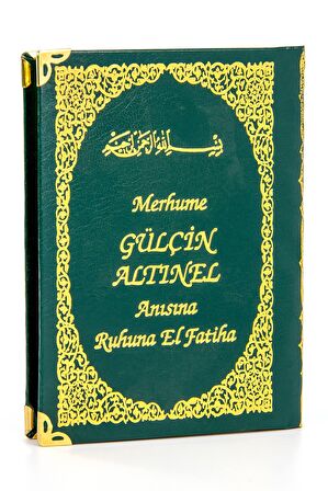 50 ADET - İsim Baskılı Ciltli Yasin Kitabı - Çanta Boy - 128 Sayfa - Tesbihli - Şeffaf Kutulu - Yeşil Renk - Dini Hediyelik Set