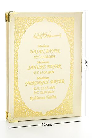 50 ADET - İsim Baskılı Ciltli Yasin Kitabı - Çanta Boy - Bej - 128 Sayfa - Mevlit Hediyeliği