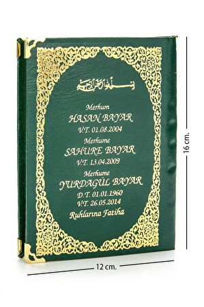 50 ADET - İsim Baskılı Ciltli Yasin Kitabı - Çanta Boy - Yeşil - 128 Sayfa - Mevlit Hediyeliği