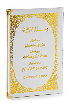 50 ADET - İsim Baskılı Ciltli Yasin Kitabı - Orta Boy - 128 Sayfa - Beyaz Renk - Dini Hediyelik