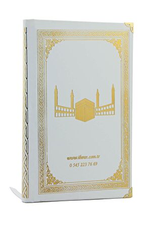 50 ADET - İsim Baskılı Ciltli Yasin Kitabı - Osmanlı Desenli - Orta Boy - 176 Sayfa - Beyaz Renk - Dini Hediyelik