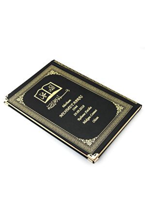 50 ADET - İsim Baskılı Ciltli Yasin Kitabı - Osmanlı Desenli - Orta Boy - 176 Sayfa - Siyah Renk - Dini Hediyelik