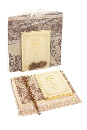 50 ADET - İsim Baskılı Ciltli Yasin Kitabı - Seccade - Kristal Tesbih Set - Dini Hediye