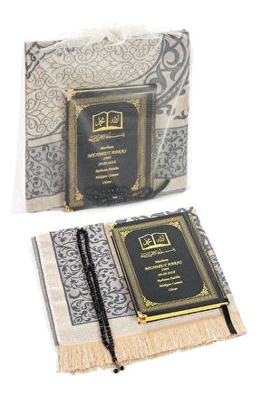 50 ADET - İsim Baskılı Ciltli Yasin Kitabı - Seccade - Kristal Tesbih Set - İslami Hediyeler