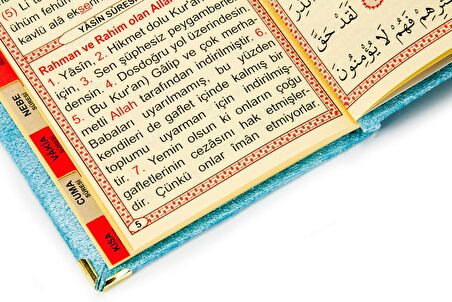 10 Adet Hediyelik Özel Set - Kadife Kaplı Yasin Kitabı - Cep Boy - İsme Özel Plakalı - Seccadeli - Tesbihli - Kutulu - Mavi