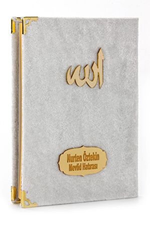 10 Adet Hediyelik  Özel Set - Kadife Kaplı Yasin Kitabı - Cep Boy - İsme Özel Plakalı - Seccadeli - Tesbihli - Kutulu - Beyaz