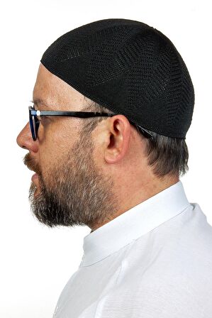 Berra Çelik Örme Dantel Namaz Takkesi Siyah 1 Adet