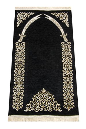 Zülfikar Desenli Ultra Plus Siyah Şönil Seccade 1