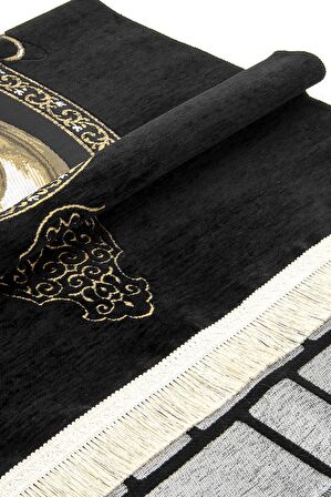 Hacerül Esved Modelli Ultra Lüks Siyah Şönil Seccade 4
