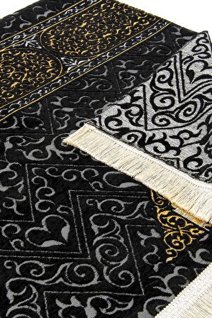 Kabe Desenli Ultra Plus Siyah Şönil Seccade 6