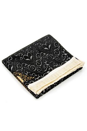 Kabe Desenli Ultra Plus Siyah Şönil Seccade 6