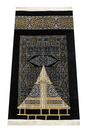 Kabe Desenli Ultra Plus Siyah Şönil Seccade 7