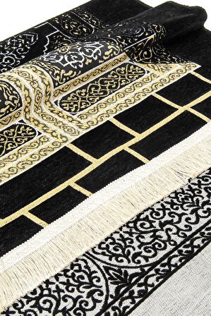 Kabe Desenli Ultra Plus Siyah Şönil Seccade 7