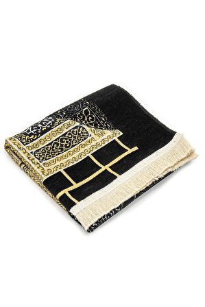 Kabe Desenli Ultra Plus Siyah Şönil Seccade 7