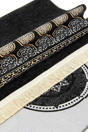 Kabe Desenli Ultra Plus Siyah Şönil Seccade 9